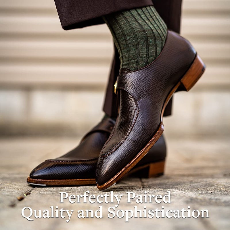BoardroomSocks Merino Wool Dress Socks for Men â€“ Over-the-Calf, Ribbed Wool Dress Socks for Menâ€™s Size 8-12 â€“ Comfortable and Breathable Socks with Reinforced Heel and Toe by Boardroom Socks, Olive - Image 4